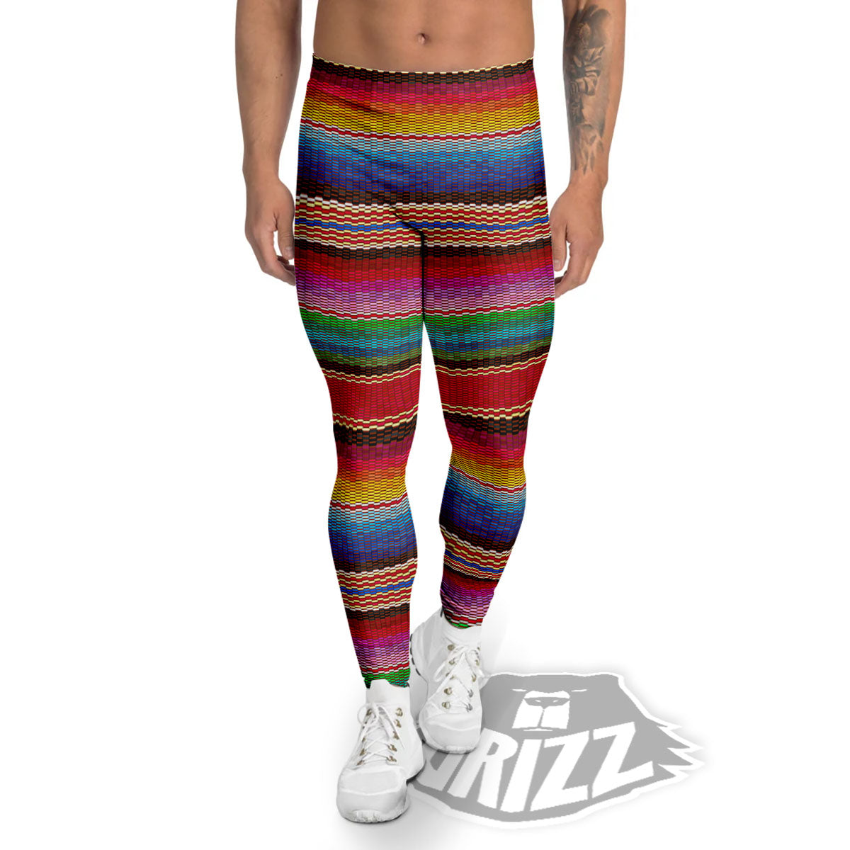 Blanket Mexican Colorful Print Pattern Men's Leggings-grizzshop