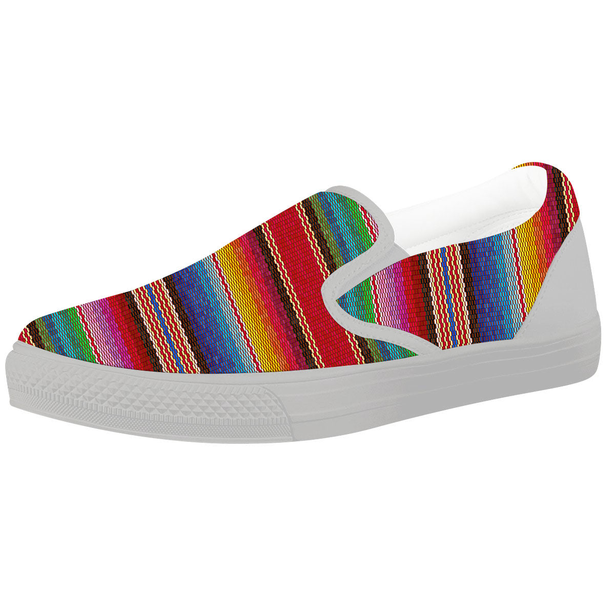 Blanket Mexican Colorful Print Pattern White Slip On Shoes-grizzshop