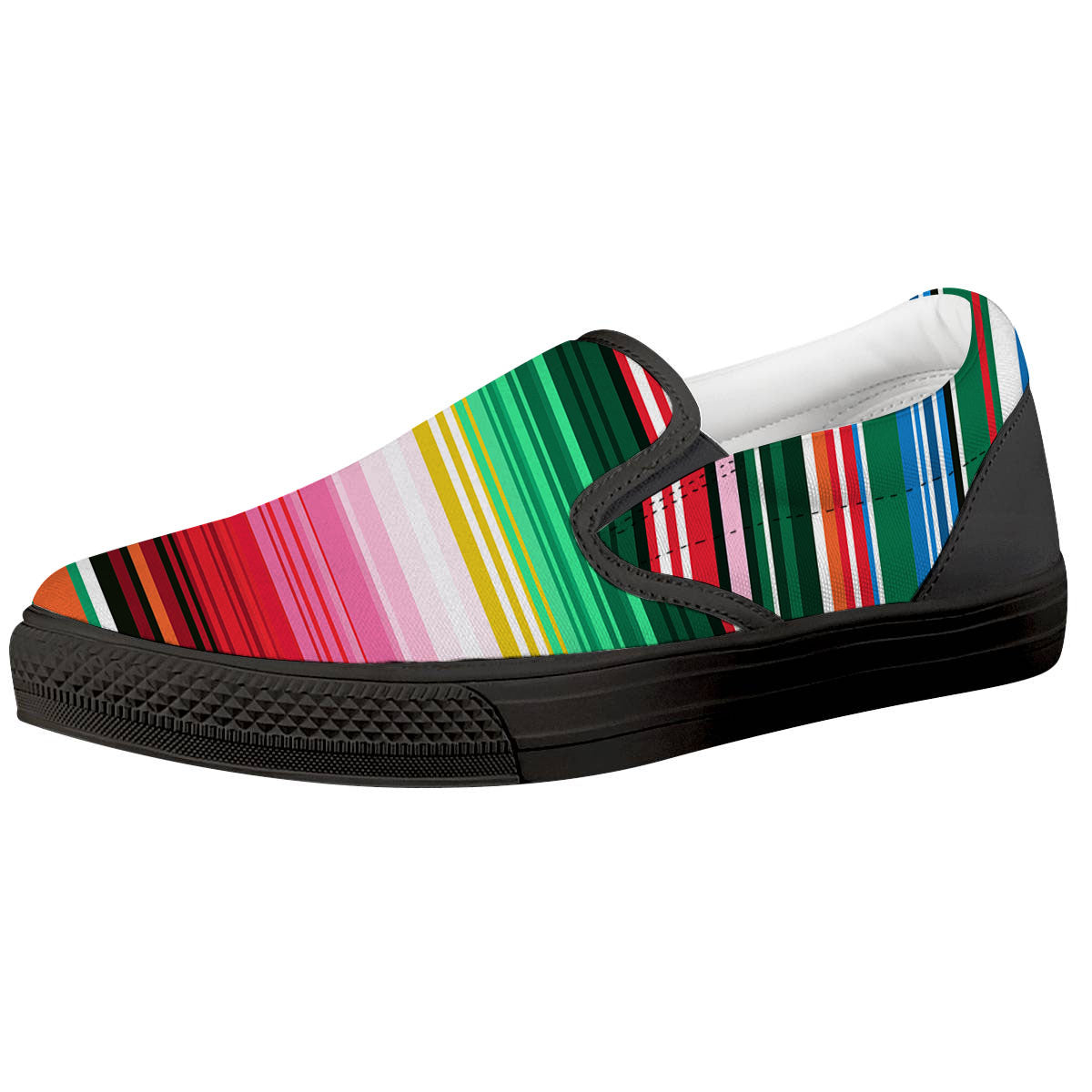 Blanket Mexican Serape Print Pattern Black Slip On Shoes-grizzshop