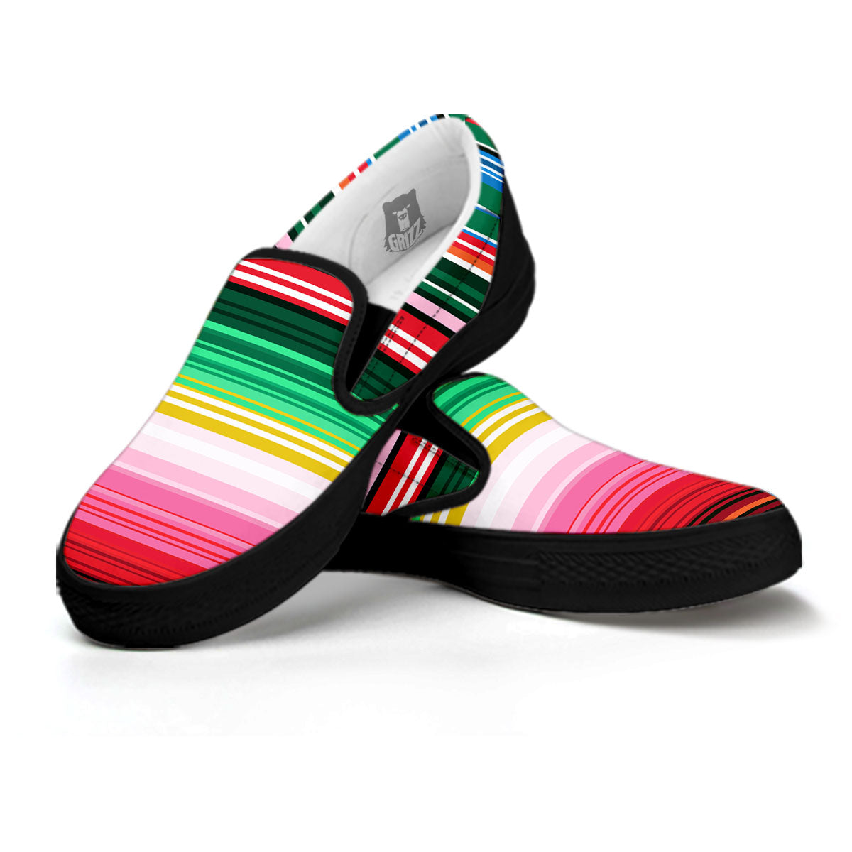 Blanket Mexican Serape Print Pattern Black Slip On Shoes-grizzshop