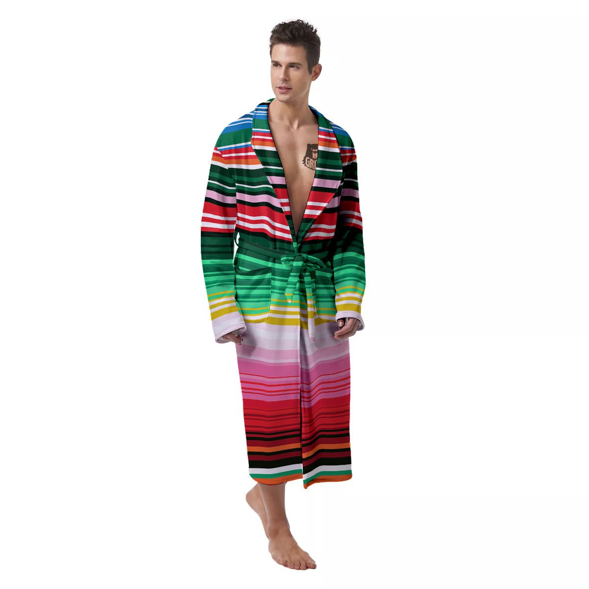 Blanket Mexican Serape Print Pattern Men's Robe-grizzshop