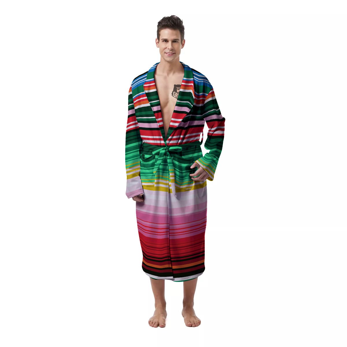 Blanket Mexican Serape Print Pattern Men's Robe-grizzshop