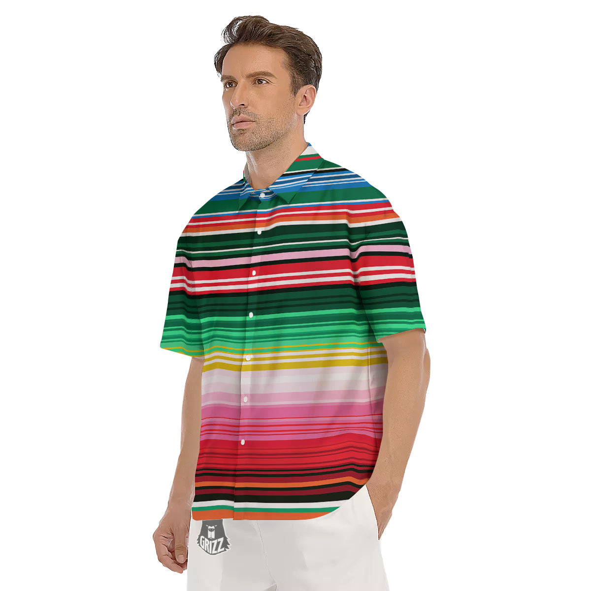 Blanket Mexican Serape Print Pattern Men's Short Sleeve Shirts-grizzshop