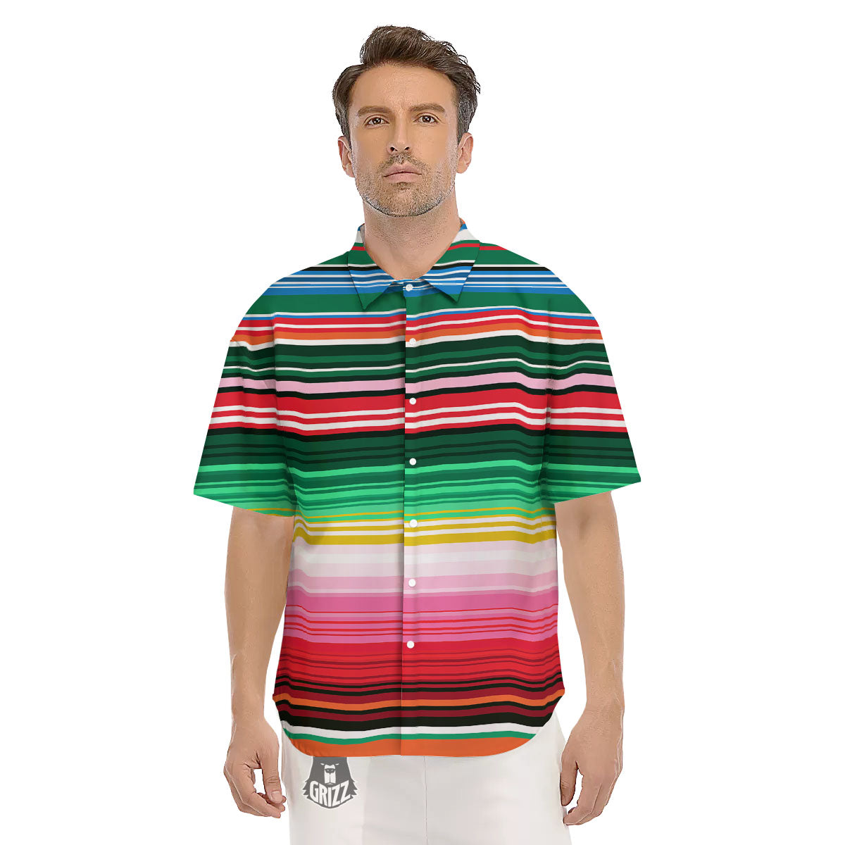 Blanket Mexican Serape Print Pattern Men's Short Sleeve Shirts-grizzshop