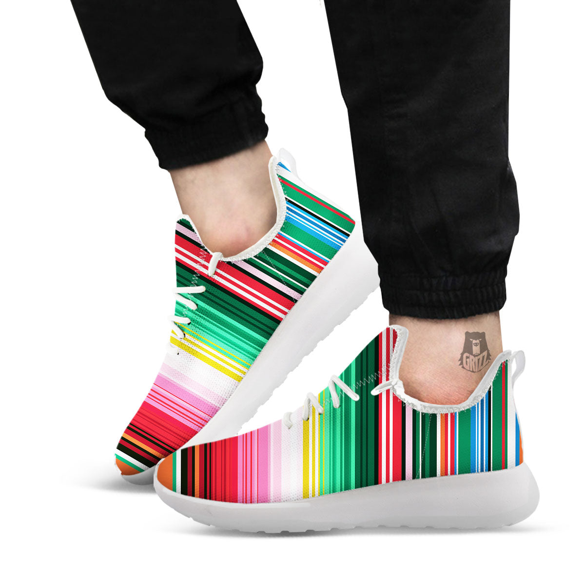 Blanket Mexican Serape Print Pattern White Athletic Shoes-grizzshop