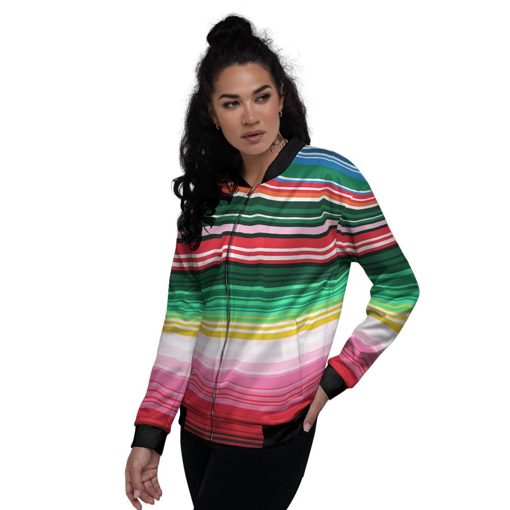 Blanket Mexican Serape Print Pattern Women's Bomber Jacket-grizzshop