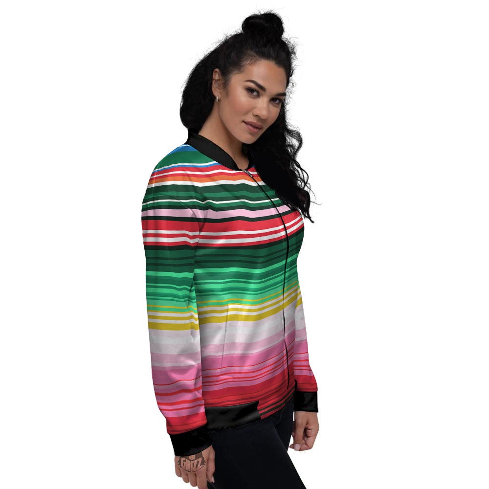 Blanket Mexican Serape Print Pattern Women's Bomber Jacket-grizzshop