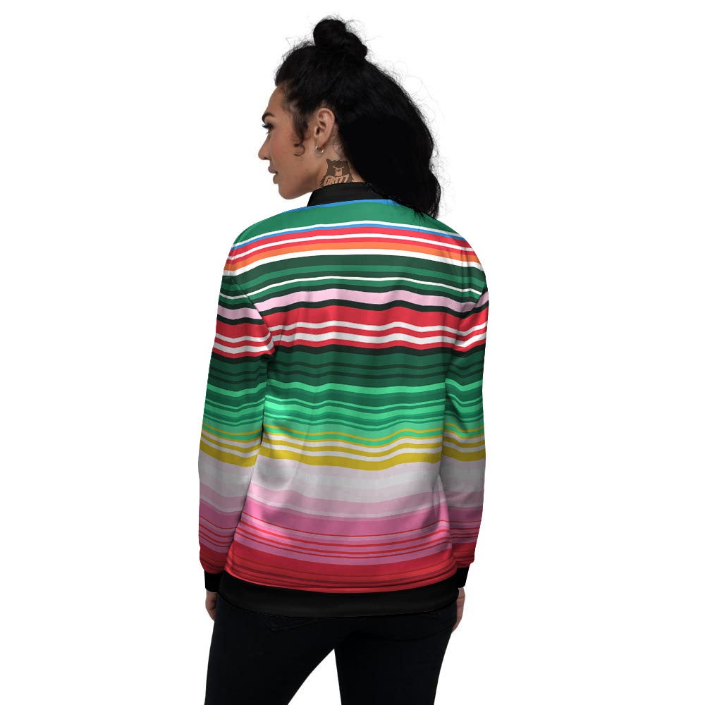 Blanket Mexican Serape Print Pattern Women's Bomber Jacket-grizzshop