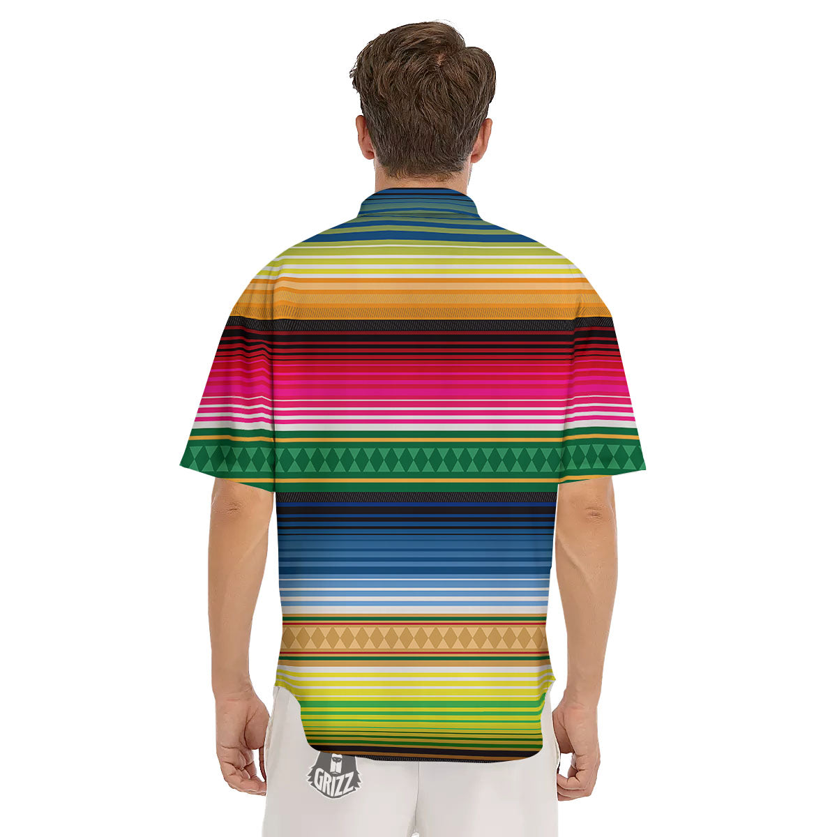 Blanket Mexican Striped Print Pattern Men's Short Sleeve Shirts-grizzshop