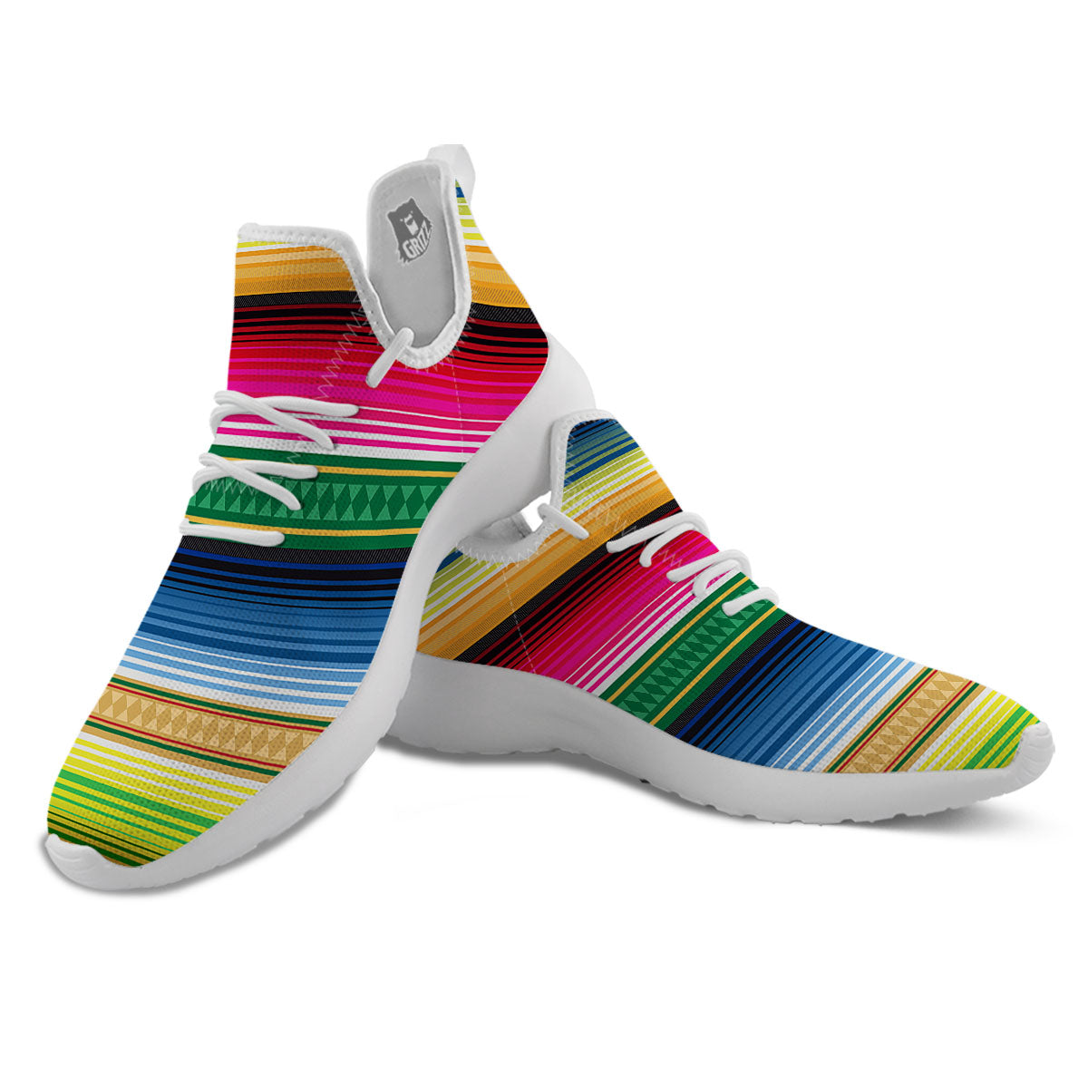 Blanket Mexican Striped Print Pattern White Athletic Shoes-grizzshop