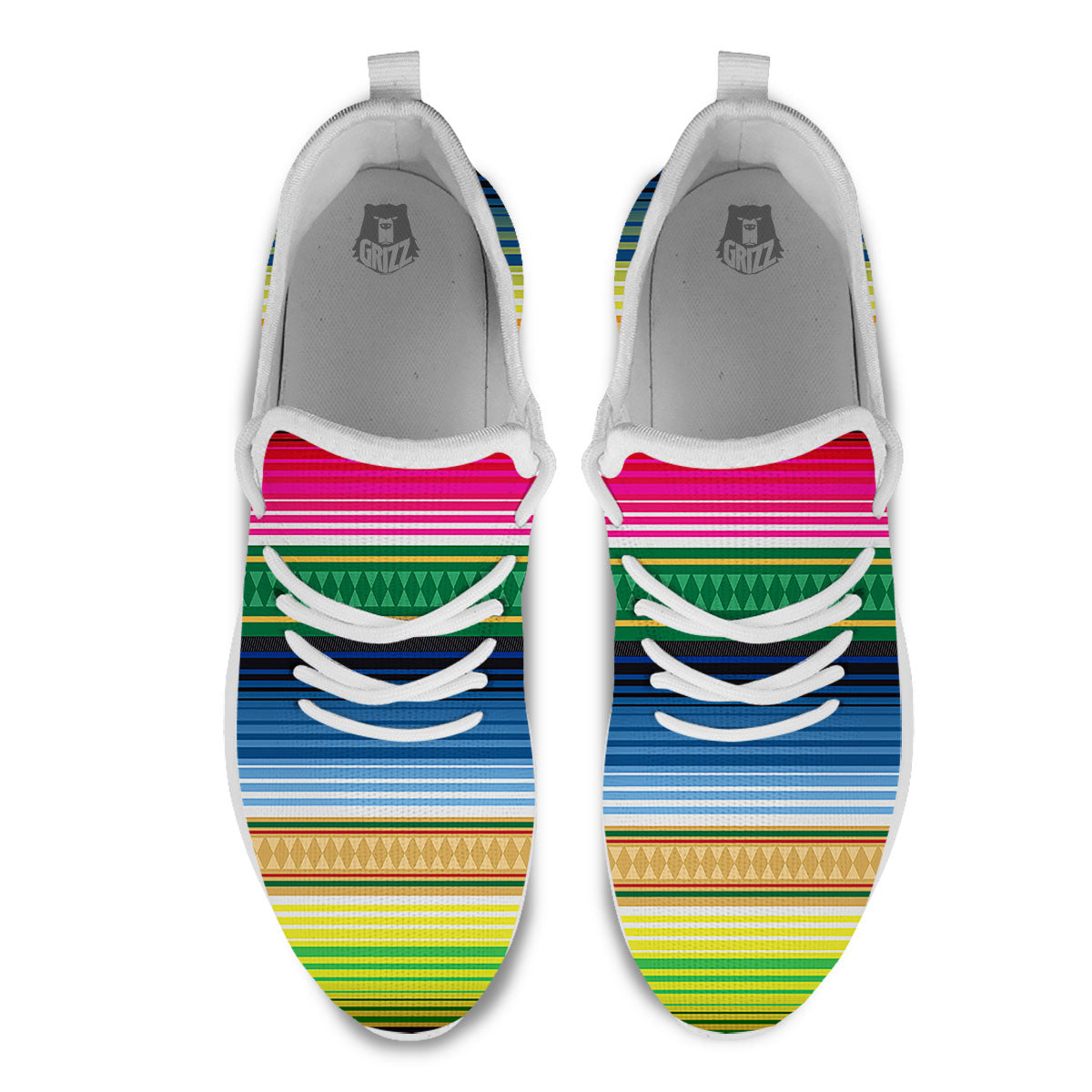 Blanket Mexican Striped Print Pattern White Athletic Shoes-grizzshop