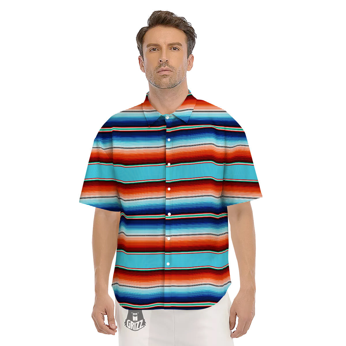 Blanket Mexican Vintage Print Pattern Men's Short Sleeve Shirts-grizzshop