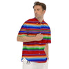 Blanket Stripe Ethnic Mexican Print Men's Short Sleeve Shirts-grizzshop