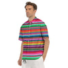 Blanket Stripe Ethnic Serape Print Men's Short Sleeve Shirts-grizzshop