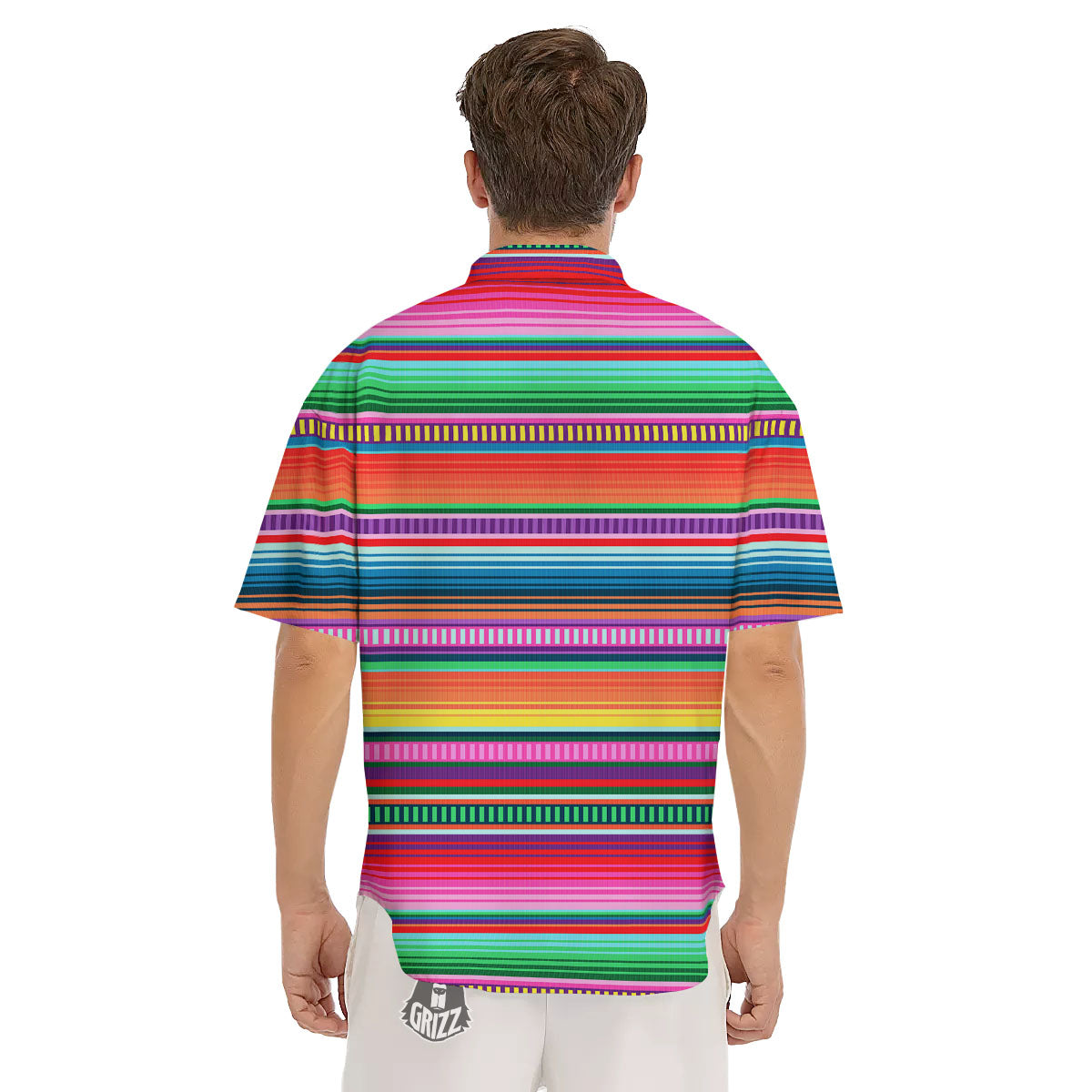 Blanket Stripe Ethnic Serape Print Men's Short Sleeve Shirts-grizzshop