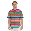 Blanket Stripe Ethnic Serape Print Men's Short Sleeve Shirts-grizzshop