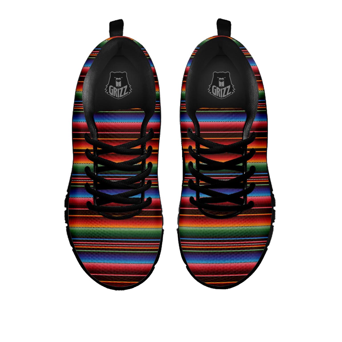 Blanket Stripe Tribal Mexican Print Black Sneaker-grizzshop