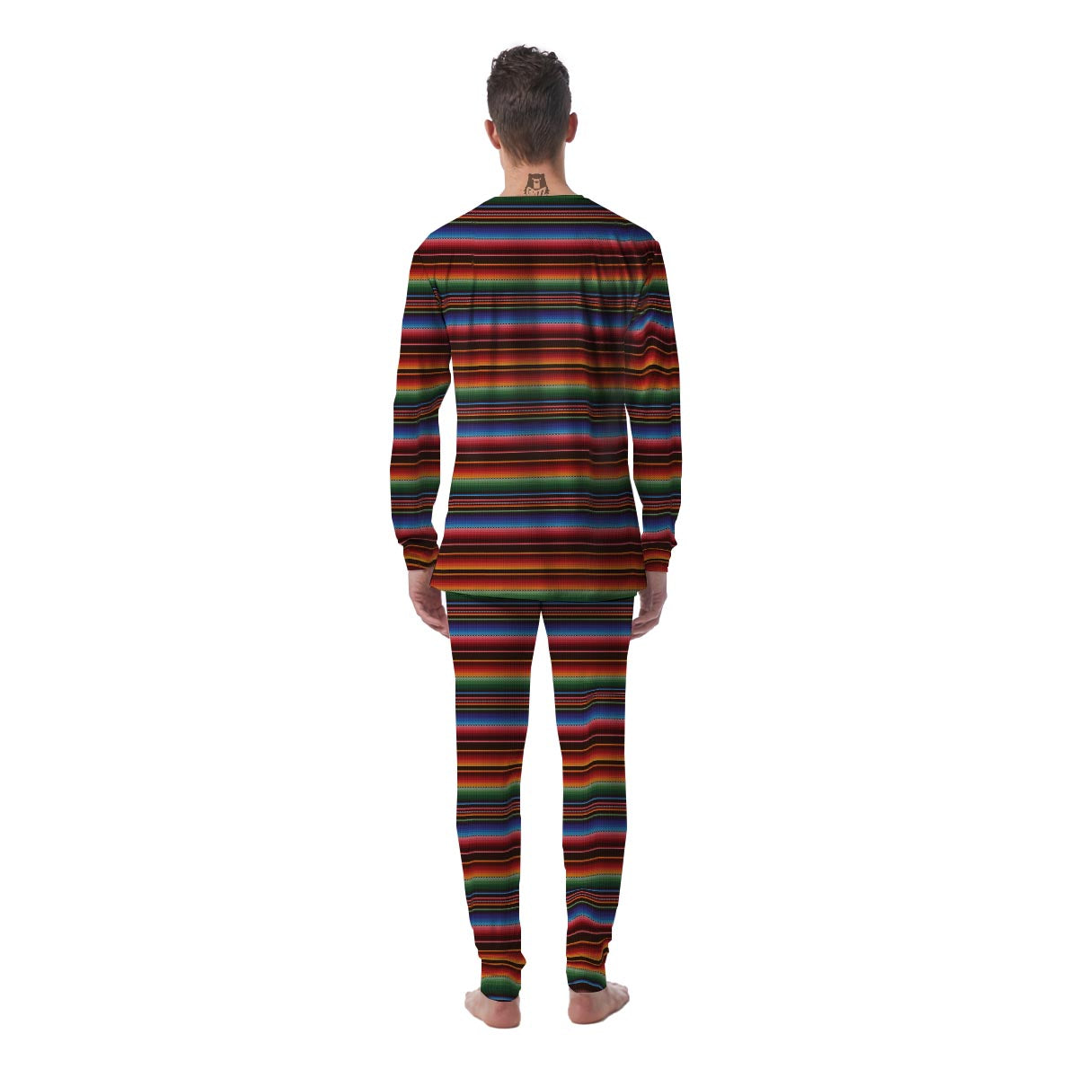 Blanket Stripe Tribal Mexican Print Men's Pajamas-grizzshop