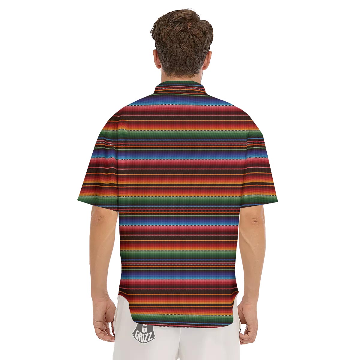 Blanket Stripe Tribal Mexican Print Men's Short Sleeve Shirts-grizzshop