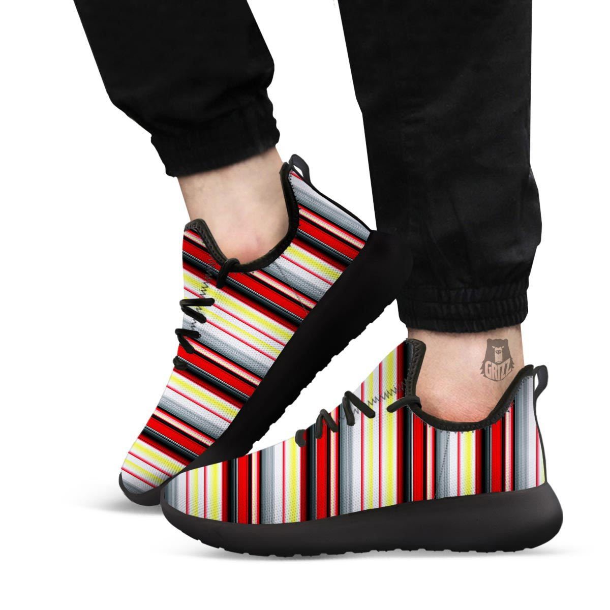 Blanket Stripe Tribal Serape Print Pattern Black Athletic Shoes-grizzshop