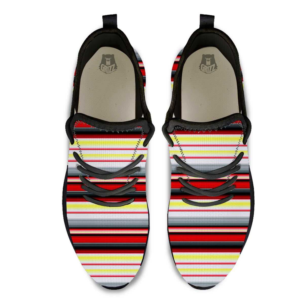 Blanket Stripe Tribal Serape Print Pattern Black Athletic Shoes-grizzshop