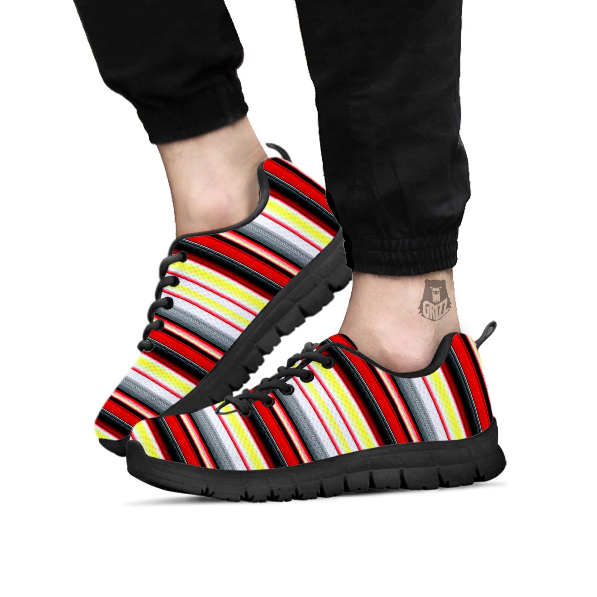 Blanket Stripe Tribal Serape Print Pattern Black Sneaker-grizzshop