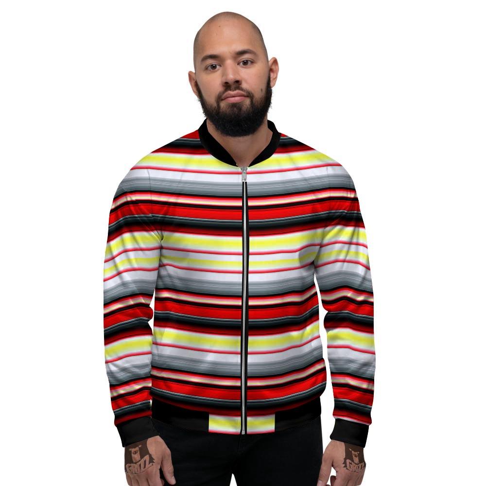 Blanket Stripe Tribal Serape Print Pattern Men's Bomber Jacket-grizzshop