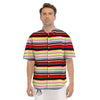 Blanket Stripe Tribal Serape Print Pattern Men's Short Sleeve Shirts-grizzshop