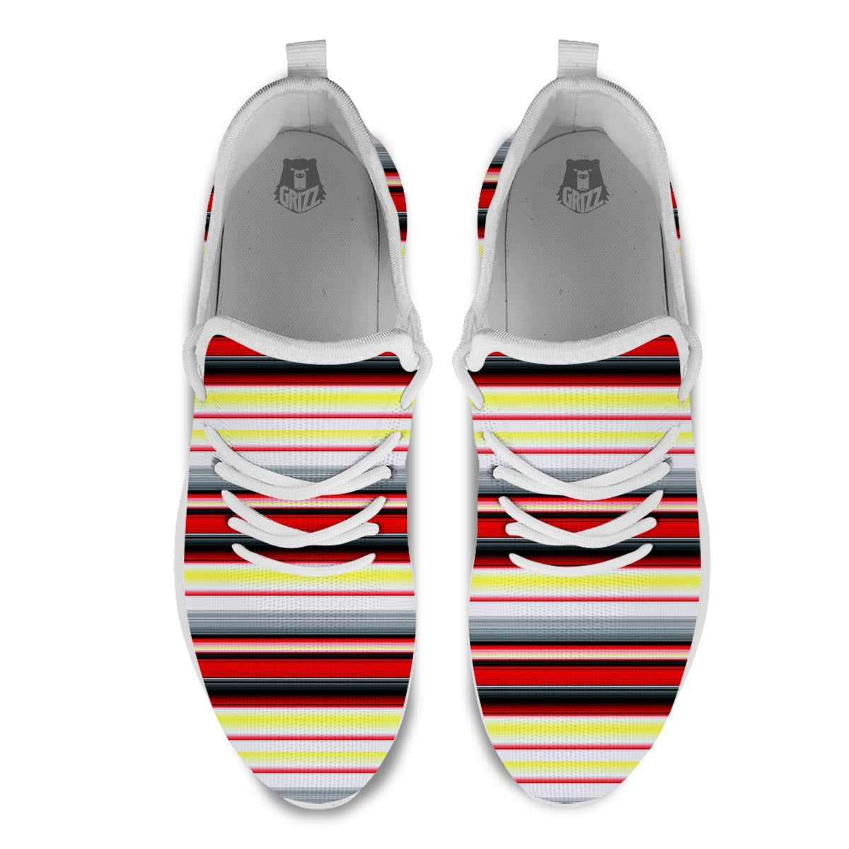 Blanket Stripe Tribal Serape Print Pattern White Athletic Shoes-grizzshop