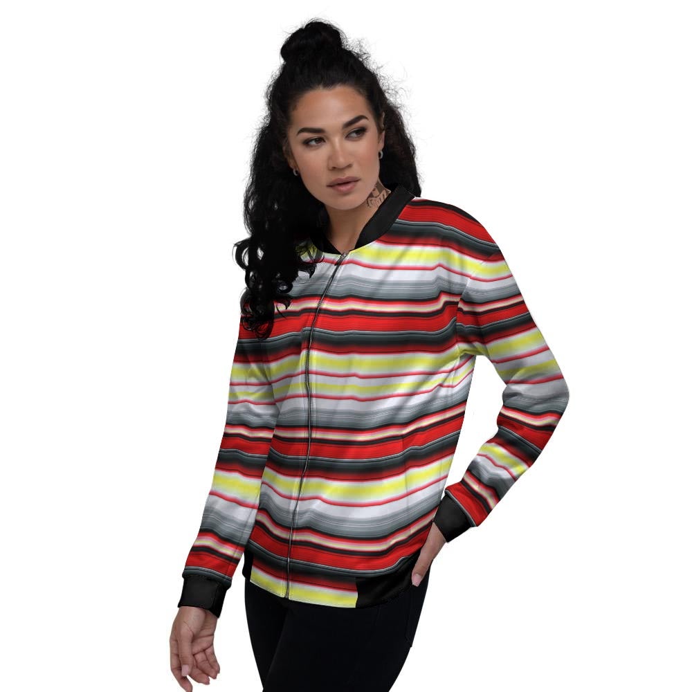Blanket Stripe Tribal Serape Print Pattern Women's Bomber Jacket-grizzshop