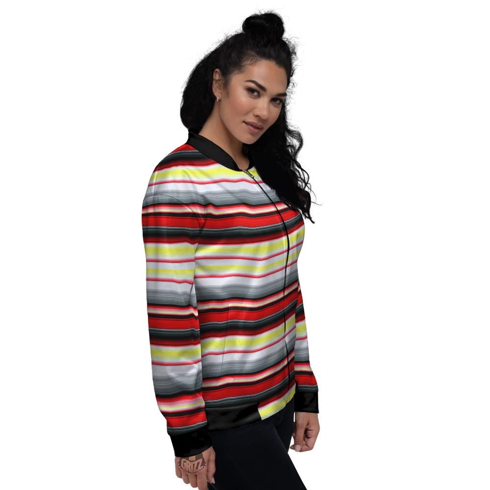 Blanket Stripe Tribal Serape Print Pattern Women's Bomber Jacket-grizzshop