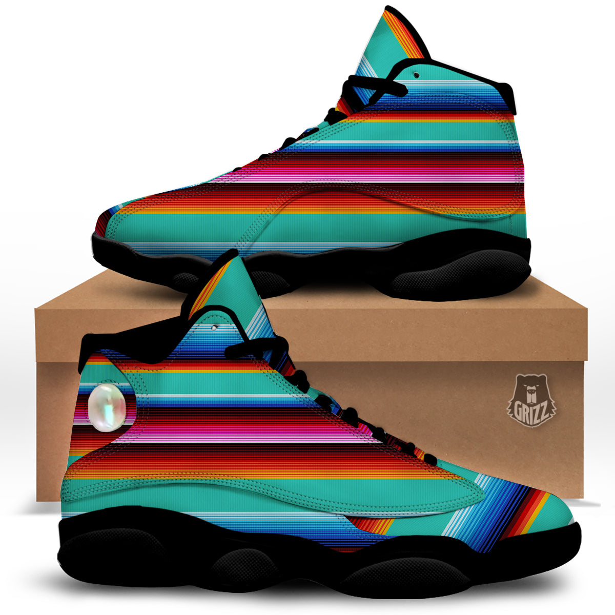 Blanket Stripes Cinco De Mayo Print Black Basketball Shoes-grizzshop