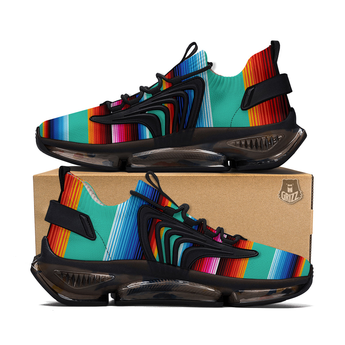 Blanket Stripes Cinco De Mayo Print Black Gym Shoes-grizzshop