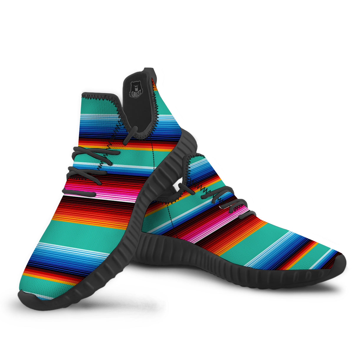 Blanket Stripes Cinco De Mayo Print Black Walking Shoes-grizzshop