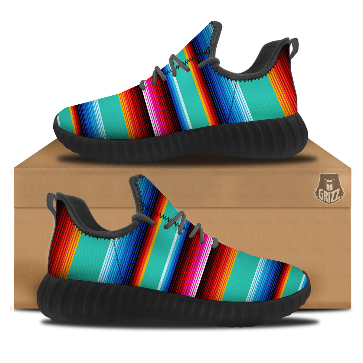 Blanket Stripes Cinco De Mayo Print Black Walking Shoes-grizzshop