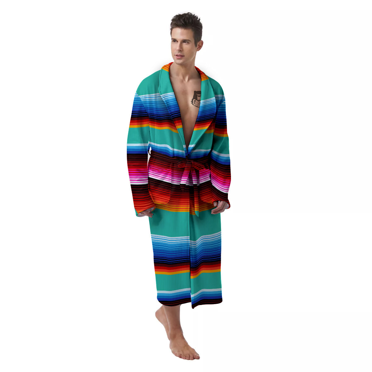 Blanket Stripes Cinco De Mayo Print Men's Robe-grizzshop