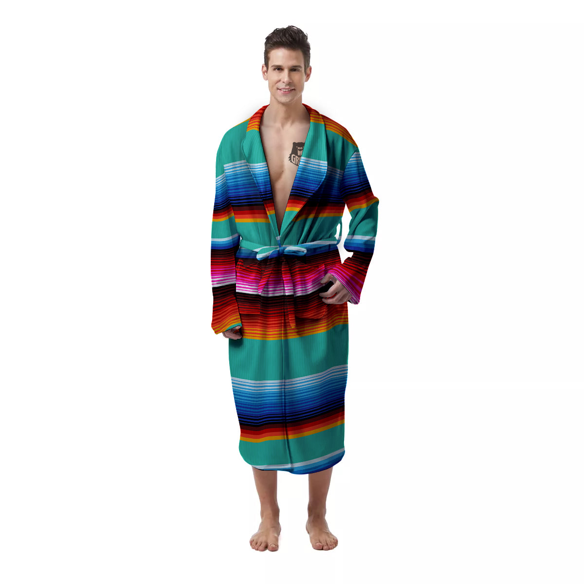 Blanket Stripes Cinco De Mayo Print Men's Robe-grizzshop