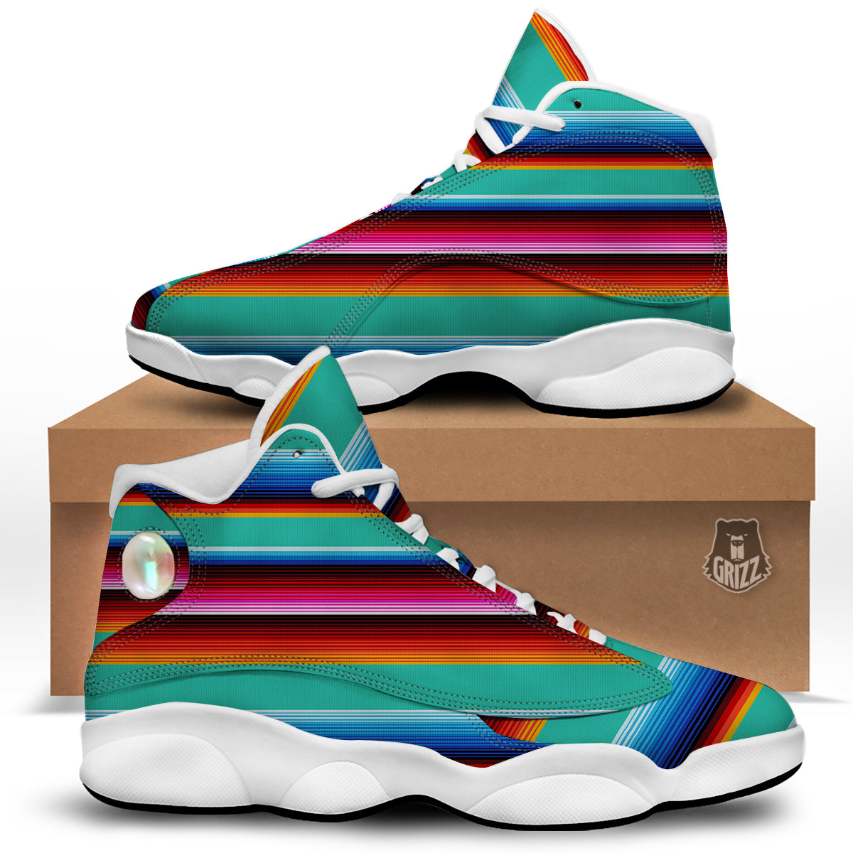 Blanket Stripes Cinco De Mayo Print White Basketball Shoes-grizzshop