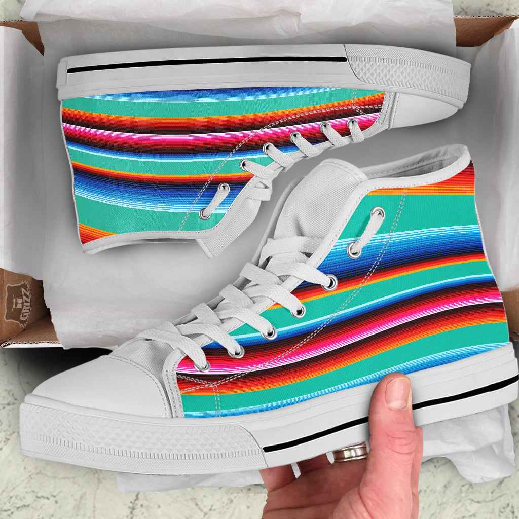 Blanket Stripes Cinco De Mayo Print White High Top Shoes-grizzshop
