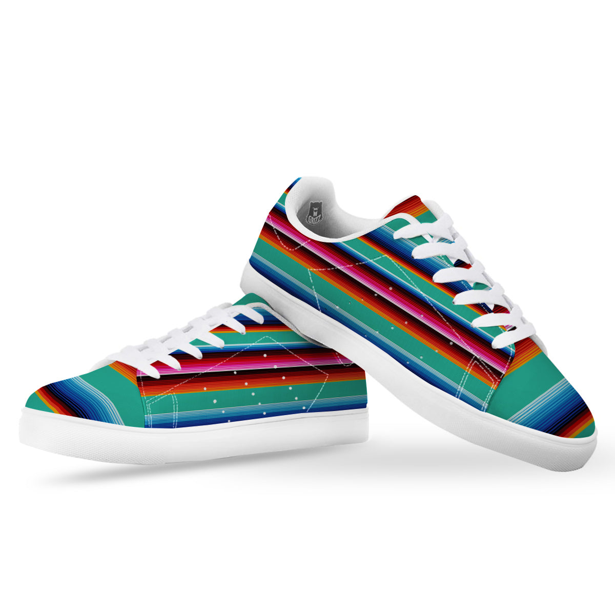 Blanket Stripes Cinco De Mayo Print White Low Top Sneakers-grizzshop