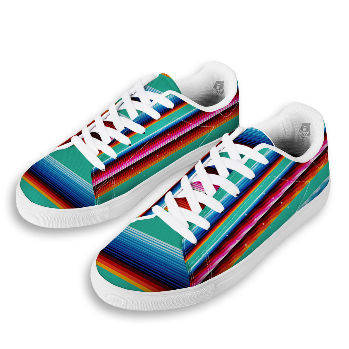 Blanket Stripes Cinco De Mayo Print White Low Top Sneakers-grizzshop