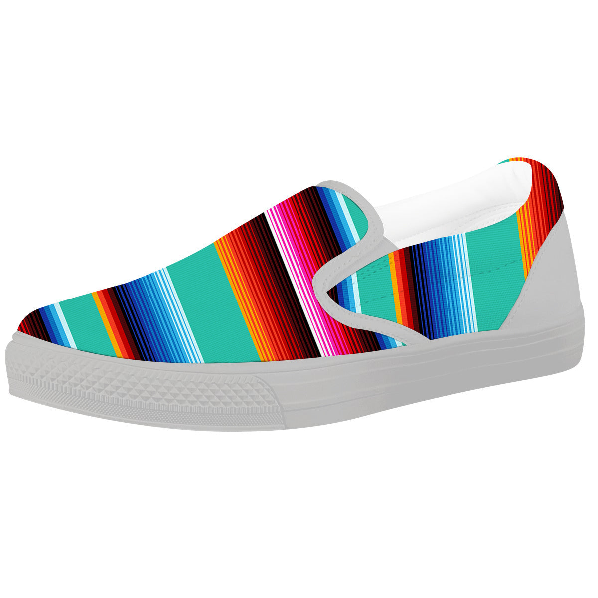 Blanket Stripes Cinco De Mayo Print White Slip On Shoes-grizzshop