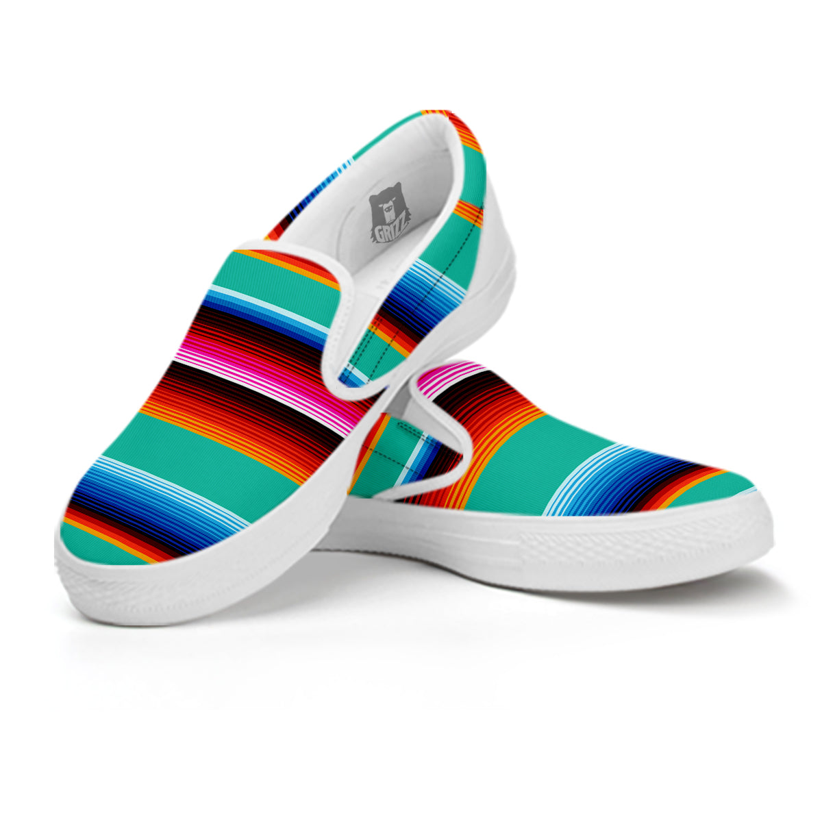 Blanket Stripes Cinco De Mayo Print White Slip On Shoes-grizzshop