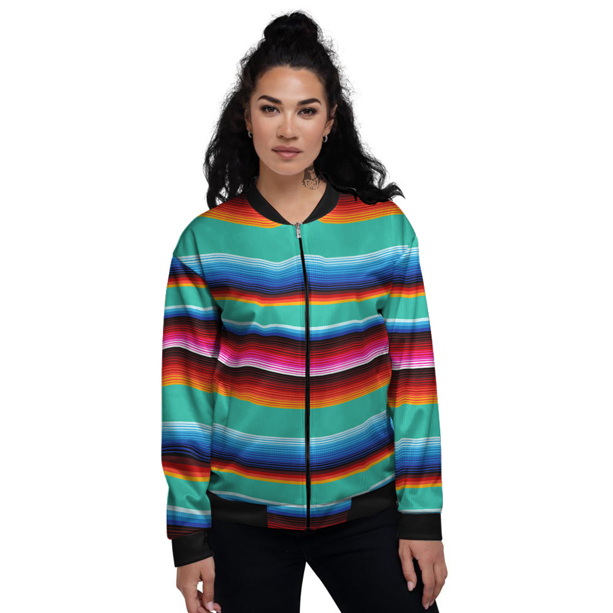 Blanket Stripes Cinco De Mayo Print Women's Bomber Jacket-grizzshop