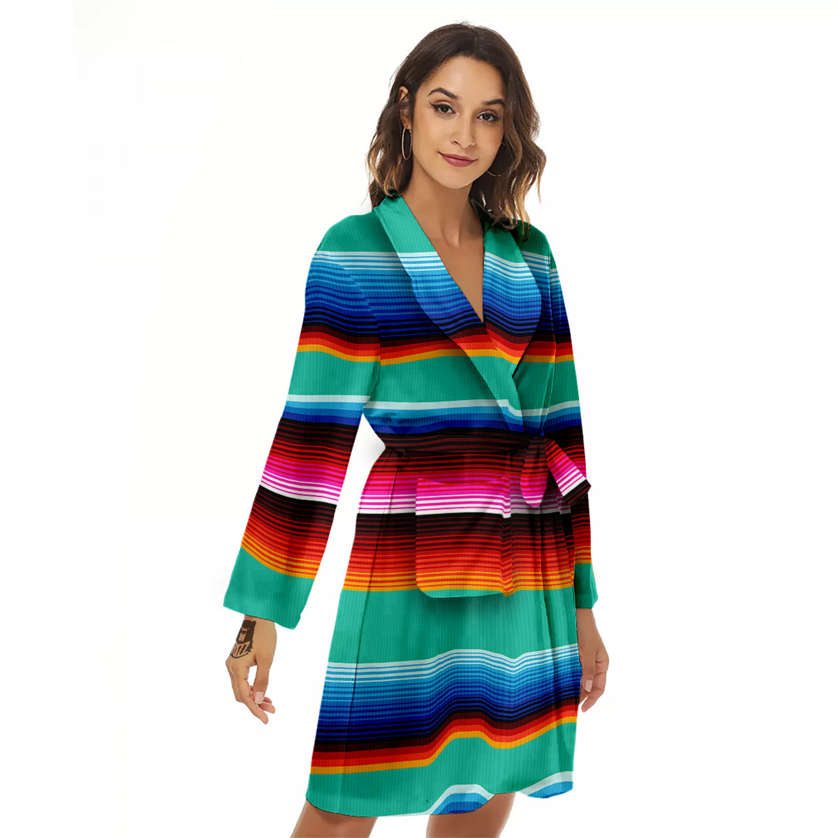 Blanket Stripes Cinco De Mayo Print Women's Robe-grizzshop