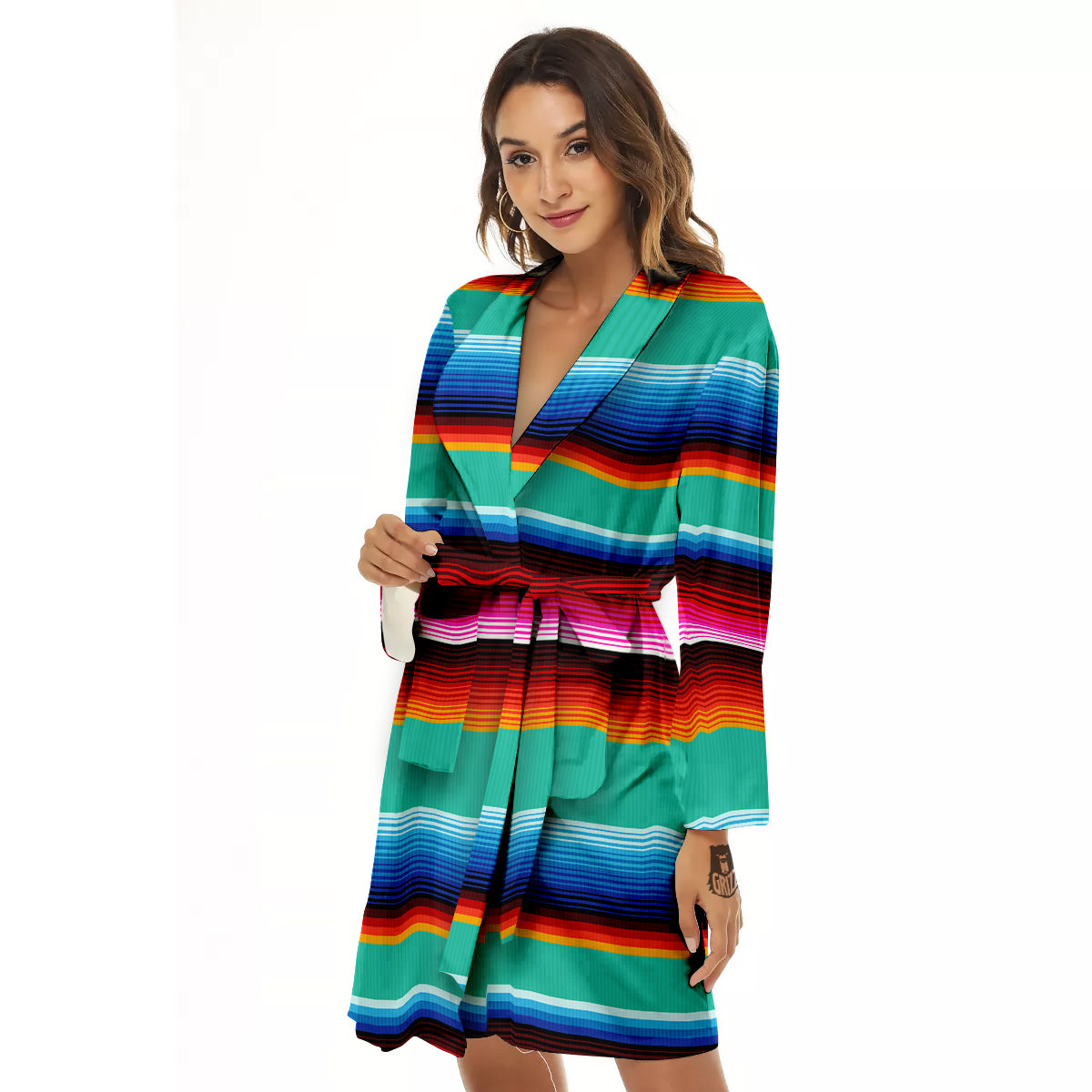 Blanket Stripes Cinco De Mayo Print Women's Robe-grizzshop