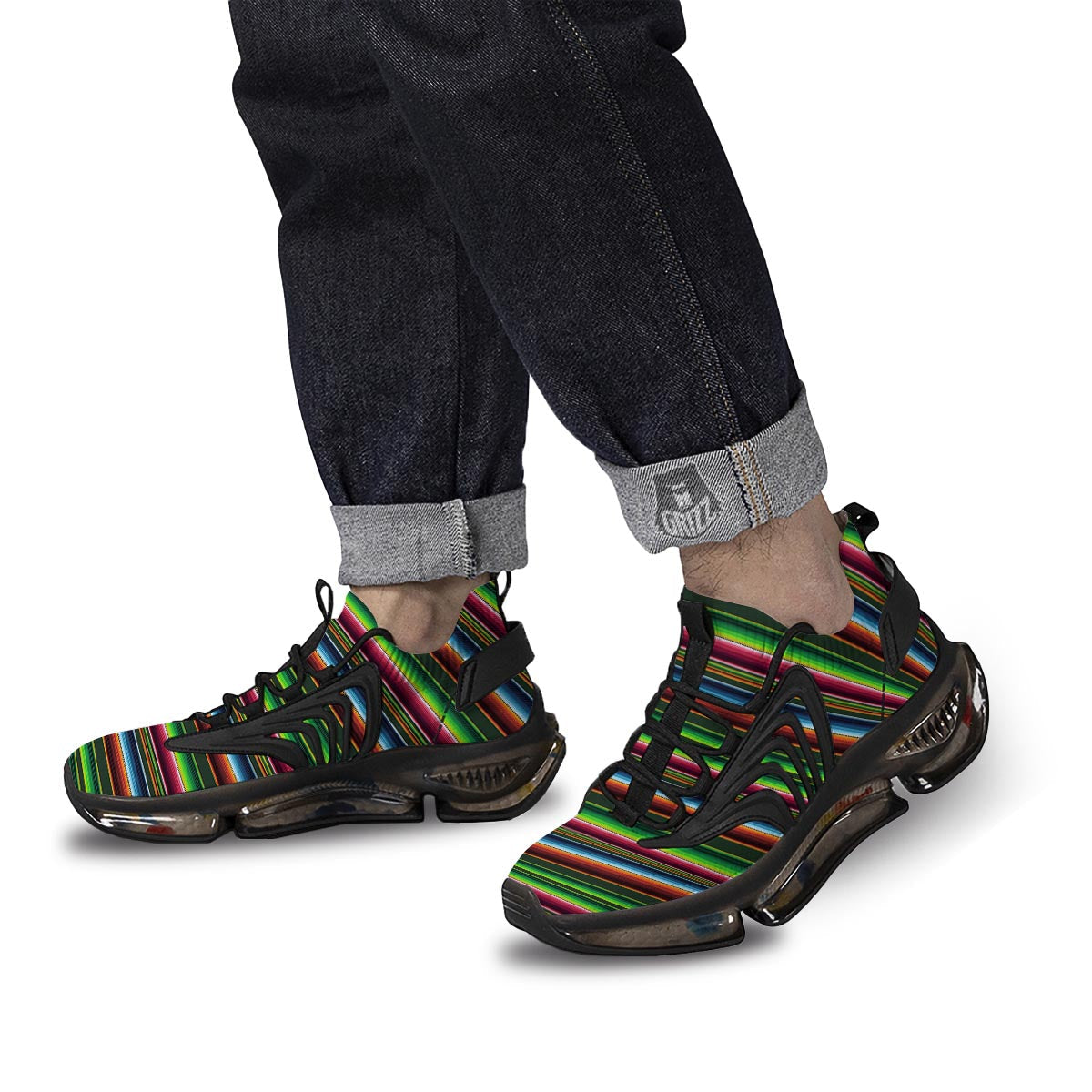 Blanket Tribal Mexican Print Pattern Black Gym Shoes-grizzshop