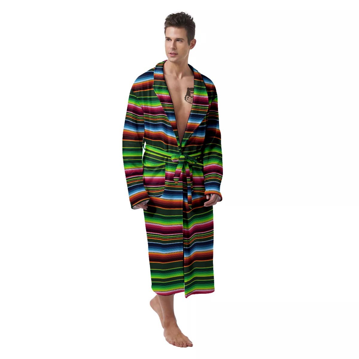 Blanket Tribal Mexican Print Pattern Men's Robe-grizzshop