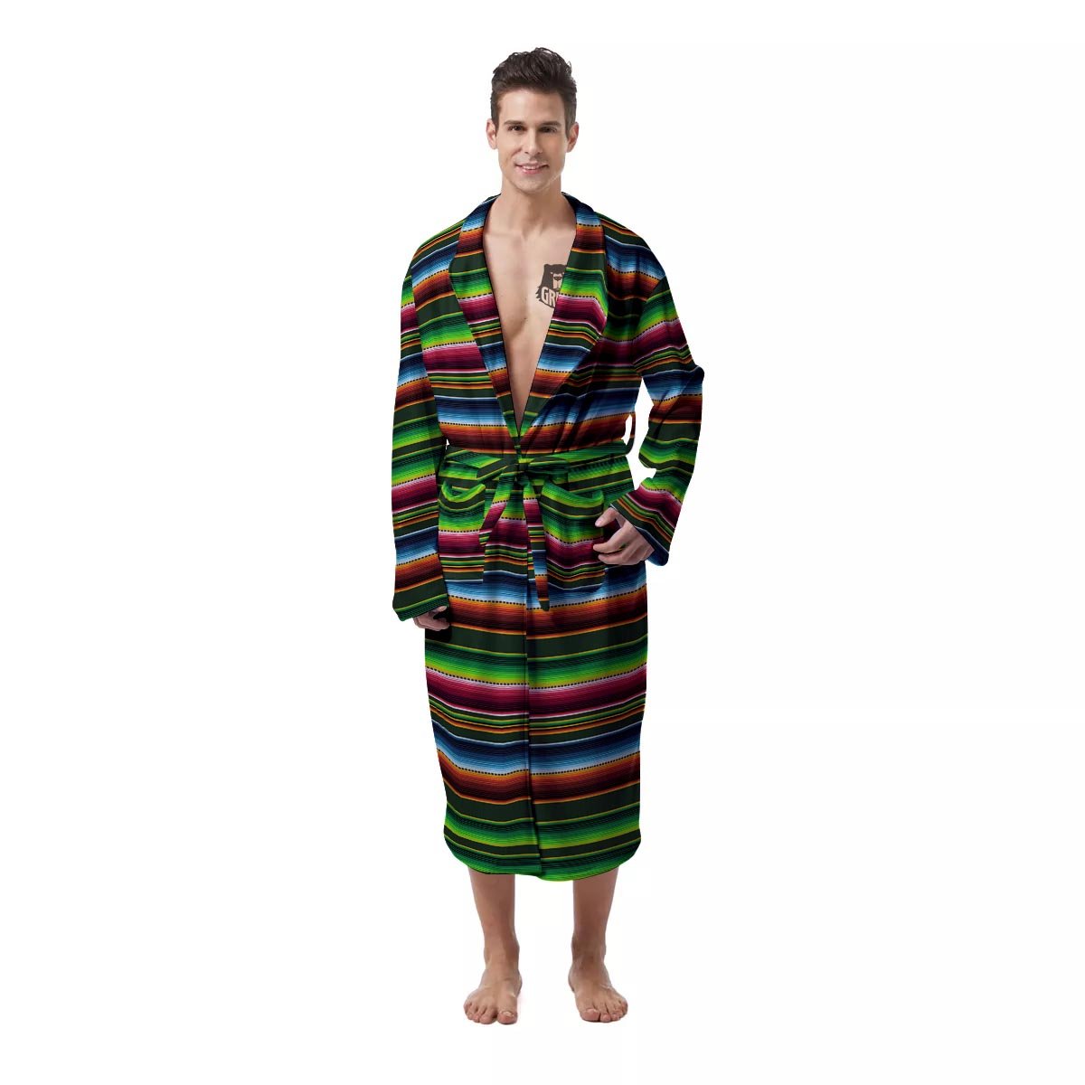 Blanket Tribal Mexican Print Pattern Men's Robe-grizzshop
