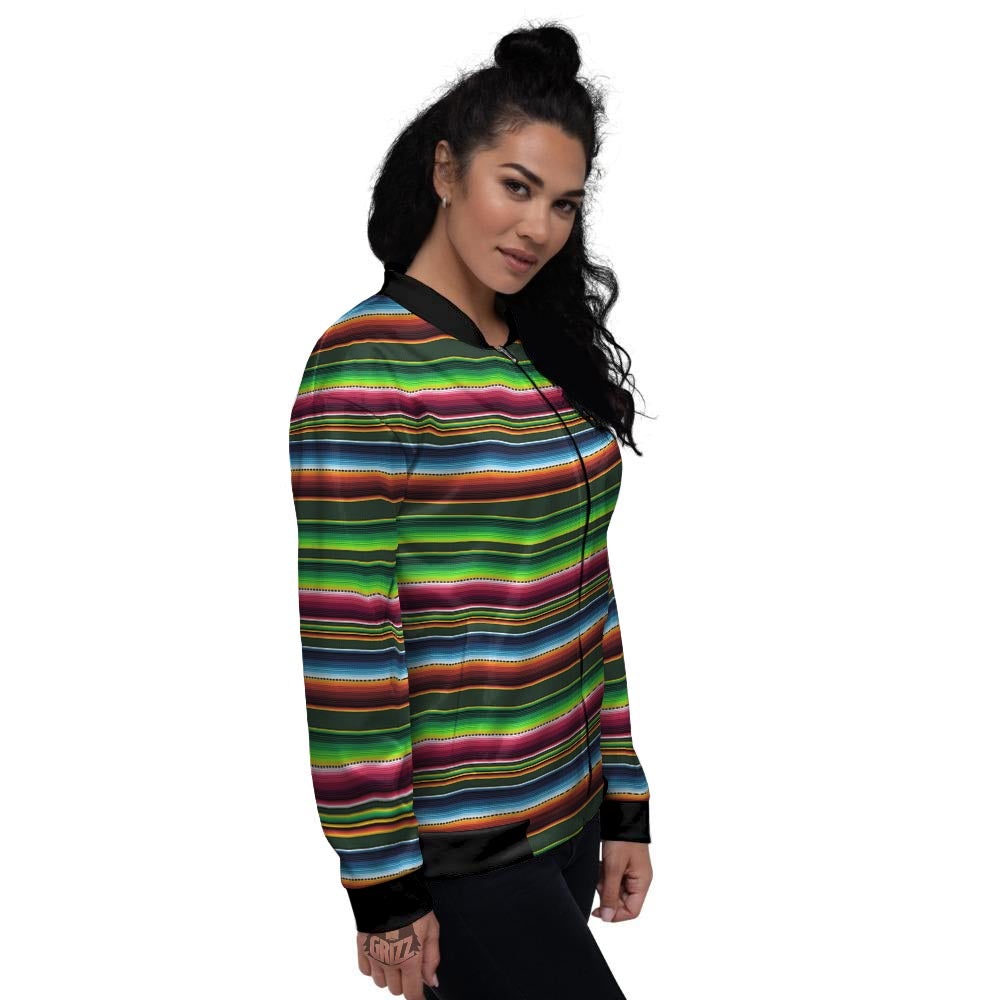 Blanket Tribal Mexican Print Pattern Women's Bomber Jacket-grizzshop